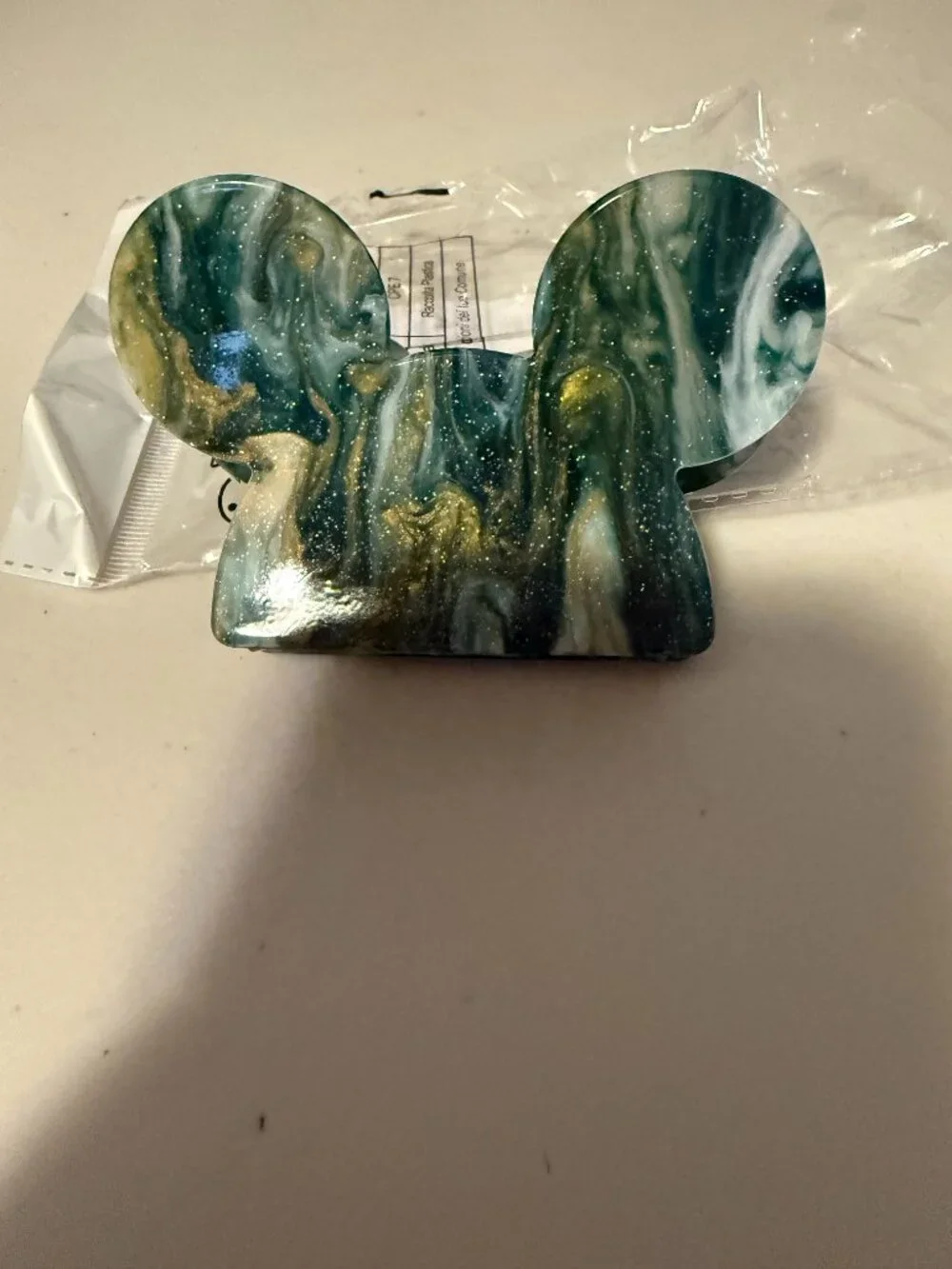 Mickey Shaped Claw Clip Hair Accessory - Green and Gold